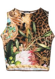 Philipp Plein Top Baroque Flowers crop - Marrone