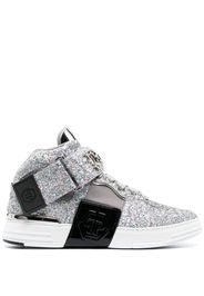 Philipp Plein Sneakers alte con placca logo - Argento