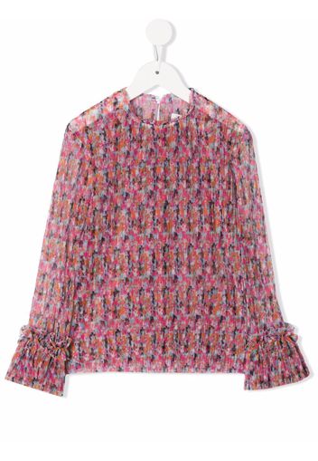 Philosophy Di Lorenzo Serafini Kids pleated floral-print blouse - Rosa