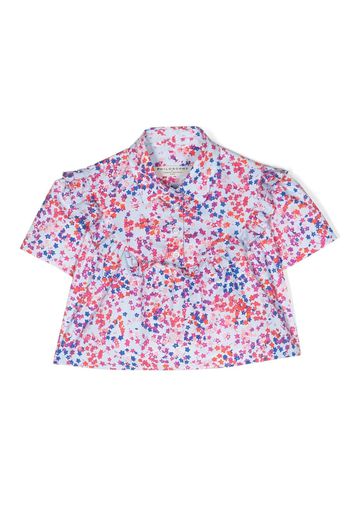 Philosophy Di Lorenzo Serafini Kids floral-print cotton blouse - Blu