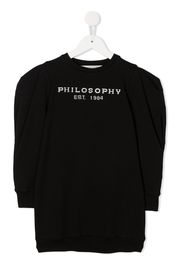 logo embroidered puff sleeves sweatshirt