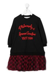 Philosophy Di Lorenzo Serafini Kids embroidered-logo sweatshirt dress - Nero