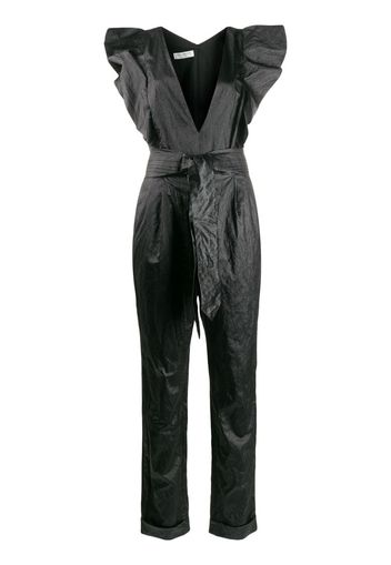 ruffled plunge jumpsuit