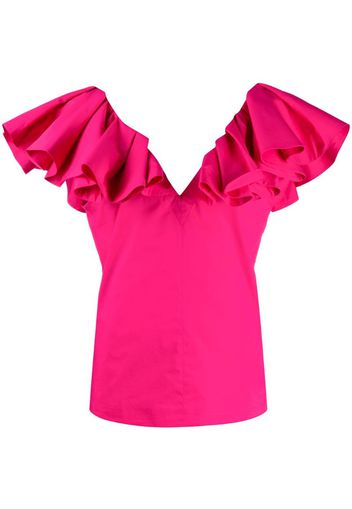 Blusa smanicata con balze