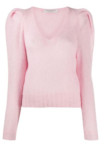 puff-shoulder knitted jumper