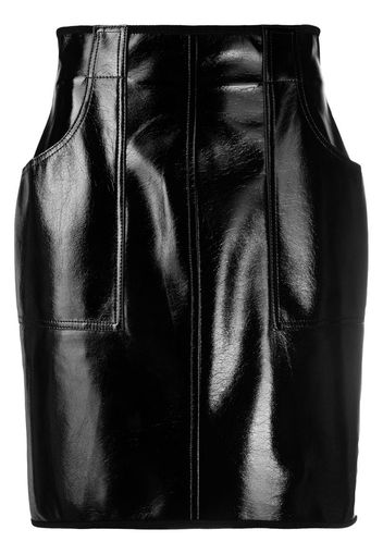 high-rise leather-effect skirt