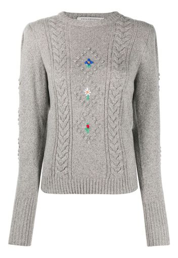 cashmere floral embroidered jumper