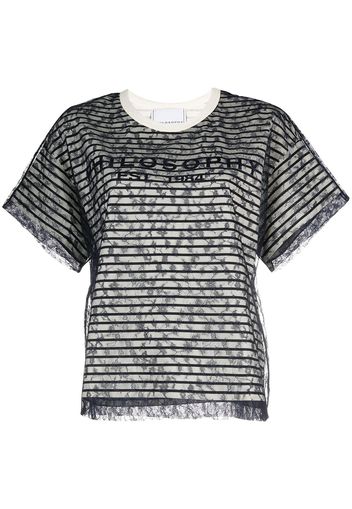 Philosophy Di Lorenzo Serafini stripe-print lace-overlay T-shirt - Toni neutri