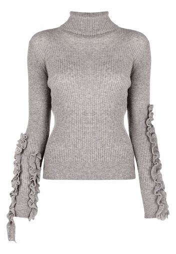 Philosophy Di Lorenzo Serafini ruffle-detail roll neck jumper - Grigio