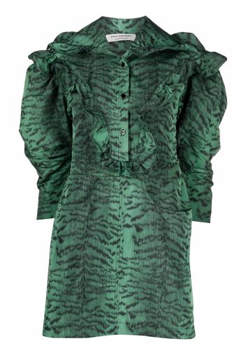 Philosophy Di Lorenzo Serafini tiger-print ruffled shirt dress - Verde