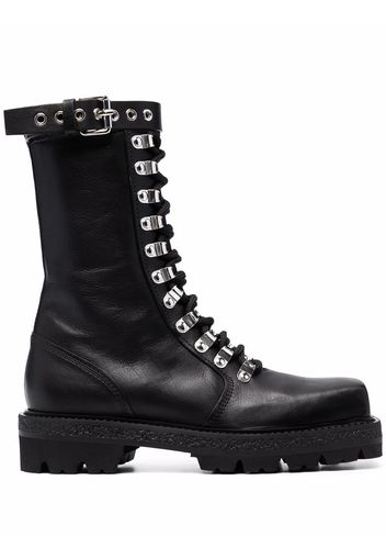 Philosophy Di Lorenzo Serafini debossed-logo strap leather boots - Nero