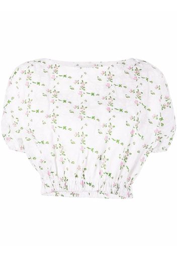 Philosophy Di Lorenzo Serafini floral-print cropped blouse - Bianco