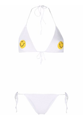 Philosophy Di Lorenzo Serafini smiley-patch crochet bikini set - Bianco