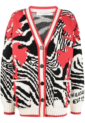 Philosophy Di Lorenzo Serafini zebra-pattern virgin wool cardigan - Nero