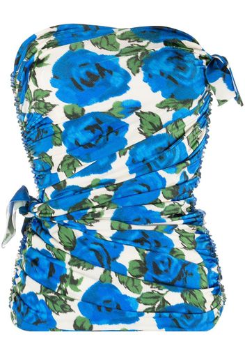 Philosophy Di Lorenzo Serafini floral-print strapless top - Blu