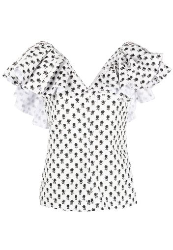 Philosophy Di Lorenzo Serafini floral-print ruffled top - Bianco