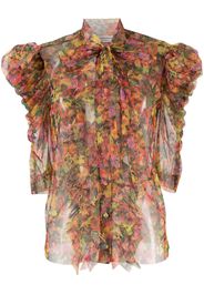 Philosophy Di Lorenzo Serafini floral-print puff-sleeved blouse - Giallo