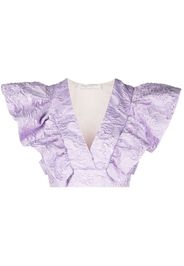 Philosophy Di Lorenzo Serafini floral-jacquard ruffled crop top - Viola