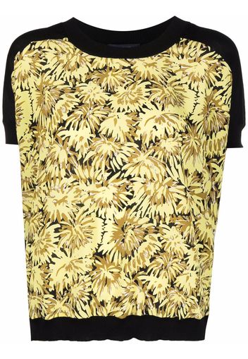 Piazza Sempione floral-print short-sleeved knitted top - Nero