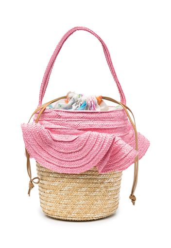 Piccola Ludo two-tone woven bucket bag - Toni neutri