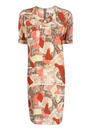 Pierre Cardin Pre-Owned 1980s abstract print short-sleeved silk dress - Marrone