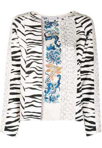patchwork-print silk blouse