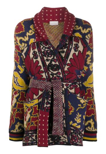 patchwork-print wool cardi-coat