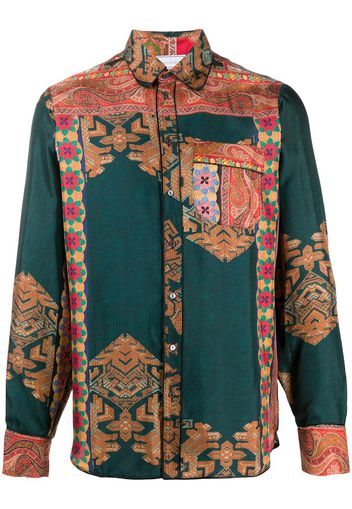 Aloe/S mixed-pattern silk shirt