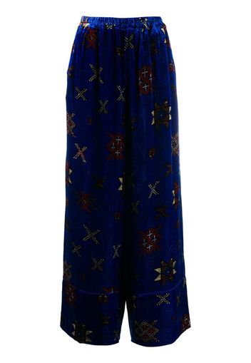 printed velvet trousers