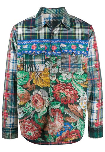 patchwork floral shirt jacket