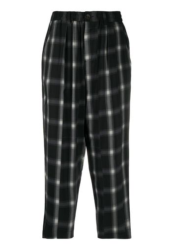 checked straight-leg trousers