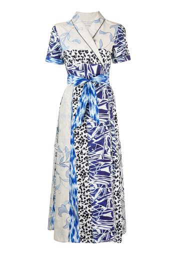 Pierre-Louis Mascia patchwork print wrap dress - Blu