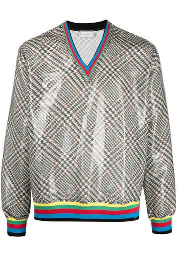 Pierre-Louis Mascia Kurt houndstooth check sequinned sweatshirt - Toni neutri