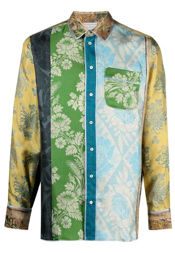 Pierre-Louis Mascia Aloe patchwork print silk shirt - Blu