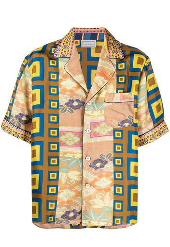 Pierre-Louis Mascia Aloe patchwork print silk shirt - Giallo