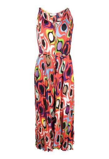 Pierre-Louis Mascia abstract-print pleated dress - Rosso