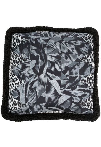 Pierre-Louis Mascia mix-print frayed-edge cushion - Grigio