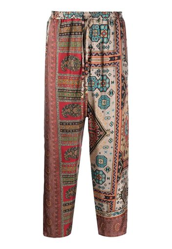 Pierre-Louis Mascia silk graphic-print trousers - Rosso