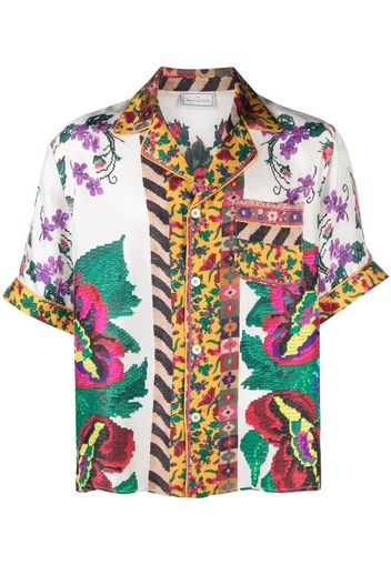 Pierre-Louis Mascia floral-print short-sleeved silk shirt - Bianco