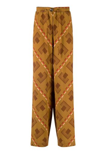 Pierre-Louis Mascia patterned wide-leg trousers - Marrone