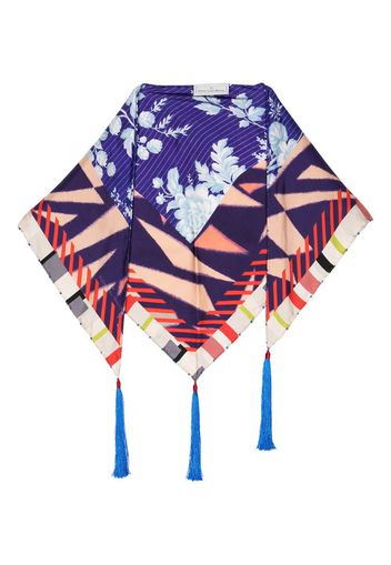 Pierre-Louis Mascia tassel-detailing printed scarf - Blu