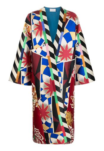 Pierre-Louis Mascia abstract-print midi kimono - Rosso