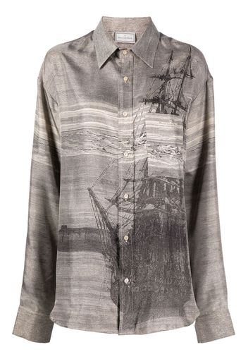 Pierre-Louis Mascia graphic-print long-sleeve shirt - Grigio