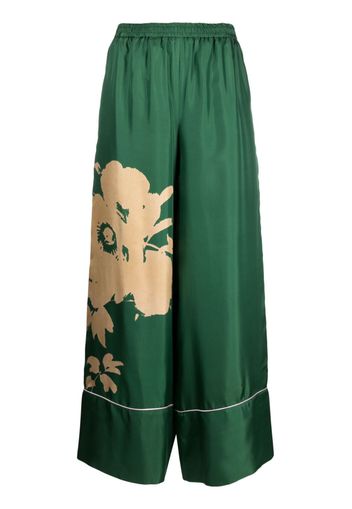 Pierre-Louis Mascia Cialda floral-print wide-leg trousers - Verde