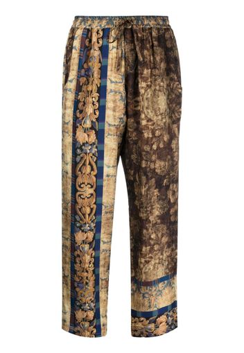 Pierre-Louis Mascia graphic-print silk trousers - Marrone