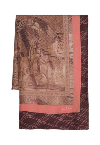Pierre-Louis Mascia Aloe graphic-print silk scarf - Marrone
