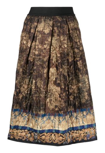 Pierre-Louis Mascia mix-print pleated midi skirt - Marrone