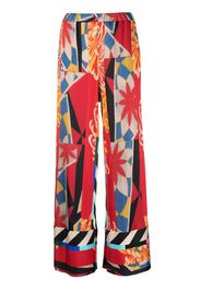 Pierre-Louis Mascia silk graphic-print wide-leg trousers - Rosso