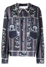 Pierre-Louis Mascia Drappa floral-print denim jacket - Blu