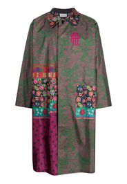 Pierre-Louis Mascia mix-print long silk coat - Marrone